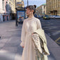 Plus size slim dress spring and autumn French retro waist lace long-sleeved dress women
