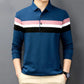 Spring and Autumn Lapel Striped Long Sleeve T-Shirt Men's Thin Cotton Loose Polo Shirt Casual Business Top