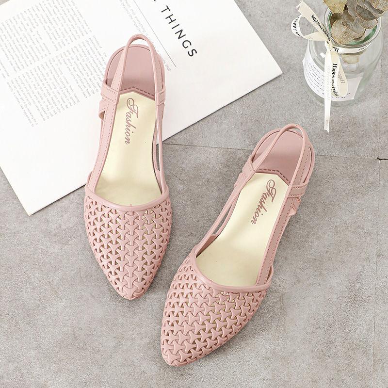 Fashion Sandals Female Summer Hollow Slope with Breathable Soft Bottom Plastic Sandals Travel Non-slip All-match Fairy Shoes
