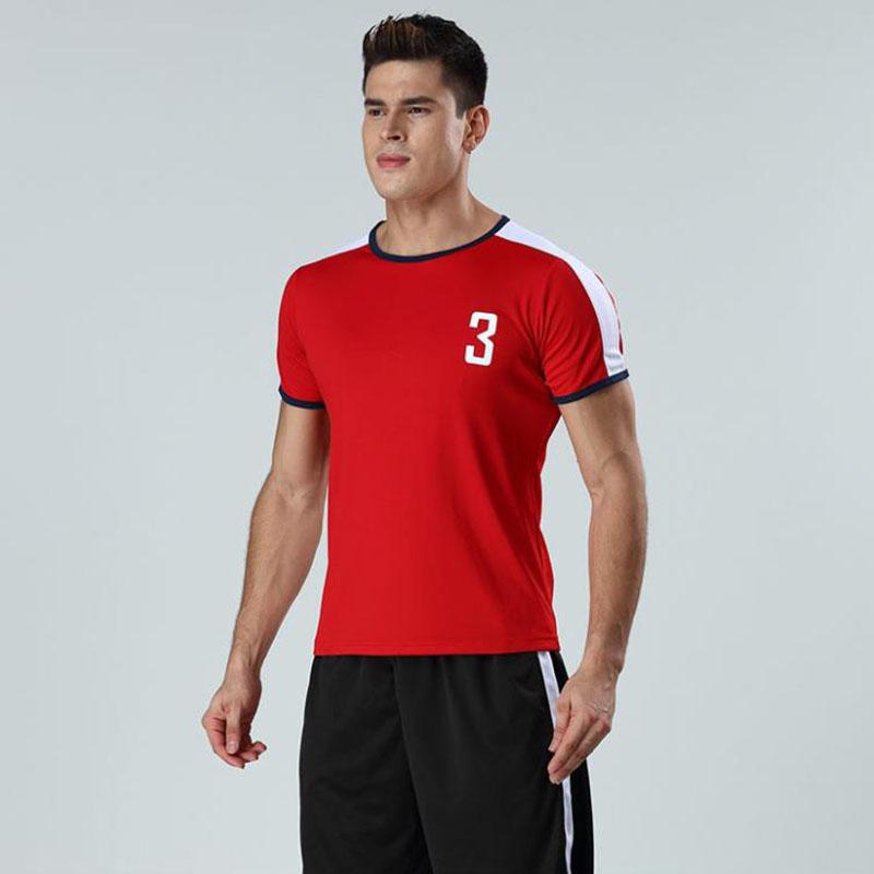 Summer Sport Shirt Retro T-shirt Breathable Casual Quick Dry Tees Half Sleeve High Elastic Fitness Football Top Men Clothing