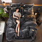 4pcs  Home Textile  Solid Color Bedding Set Bed Linings Duvet Cover Bed Sheet Pillowcases Cover Set