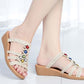 Flat Sandals and Slippers Women's Summer All-match Mom Shoes Comfortable Non-slip Soft Woven Bohemian Slope Heel Slippers