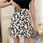 Wrinkled Chrysanthemum Chiffon Skirt Summer Women's Flower Printed Short Skirt A-line High Waist Retro Bag Hip Skirt Thin All Match Casual Mini Skirt