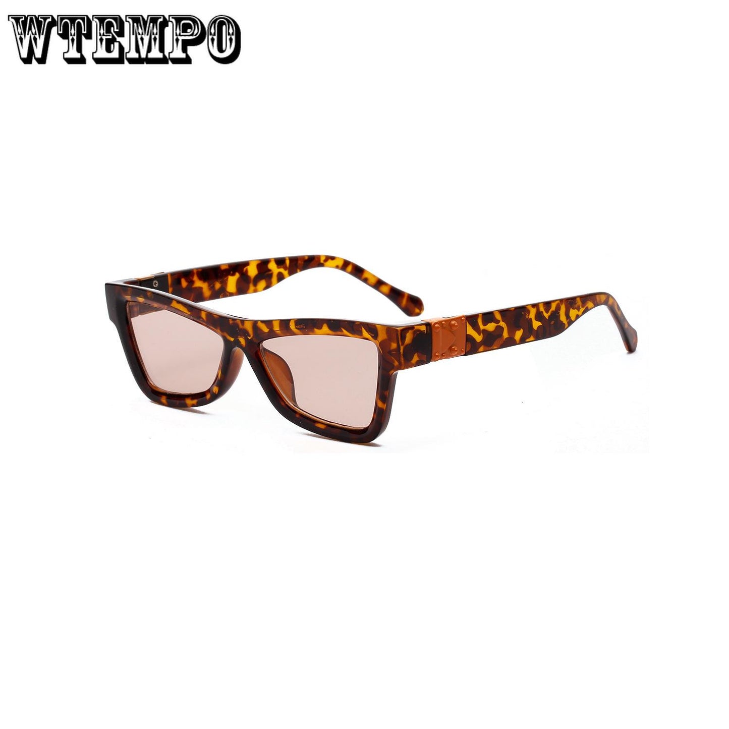 WTEMPO Sunglasses reflective cat eye AC lens glass mirror black frame steampunk women eyewear