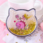 7*8cm Woman Hand-held Makeup Mirror  Schoolgirl Flip Foldable Easy To Carry  Quicksand Sequins Mini Vanity Mirror