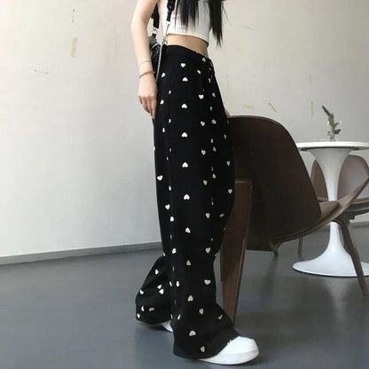 Loose Wide-leg Pants Women's Summer Slimming All-match Printed Casual Pants High-waist Straight-leg Pants Mopping Trousers