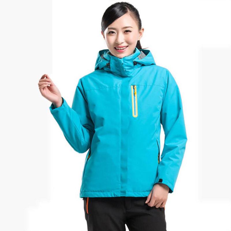 Women's Outdoor Sportswear Solid Color Warm Mountaineering Suit Fleece Liner Two-piece Hooded Soft Shell Riding Warm Jacket