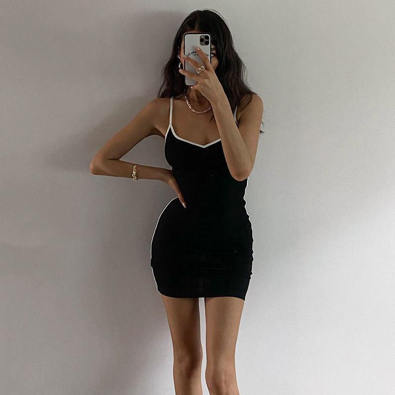 Black Suspender Dress Female Summer Sexy Bag Hip Skirt Sleeveless Tight-fitting Slim Casual Dress Female