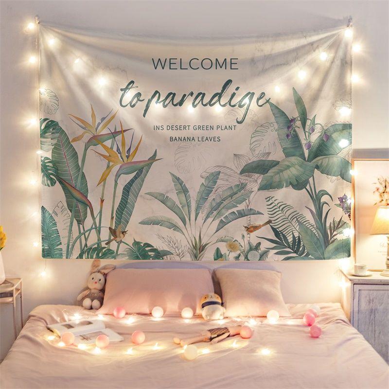 Home Bedroom Background Cloth Hanging Cloth Tapestry Hanging Wall Nordic Style Simple Plant Anchor Photo Cloth Background Net Red Wall Cloth
