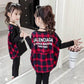 Cotton Girls Round Neck Pullover Letter Plaid Print Sweater Suit Spring and Autumn Children's Casual Two-piece Set