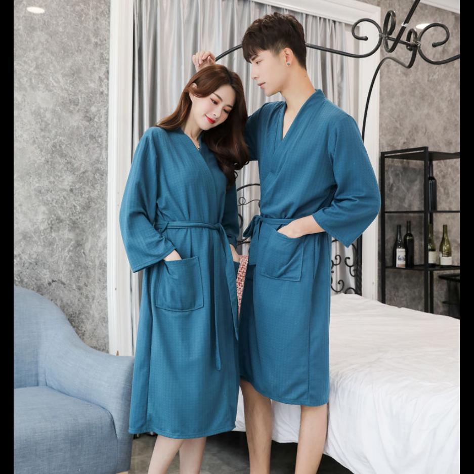 Men's Thin Bathrobe, Water Absorption Quick Drying Nightgown, Men's Large Pajamas Can Be Worn Outside Home Clothes