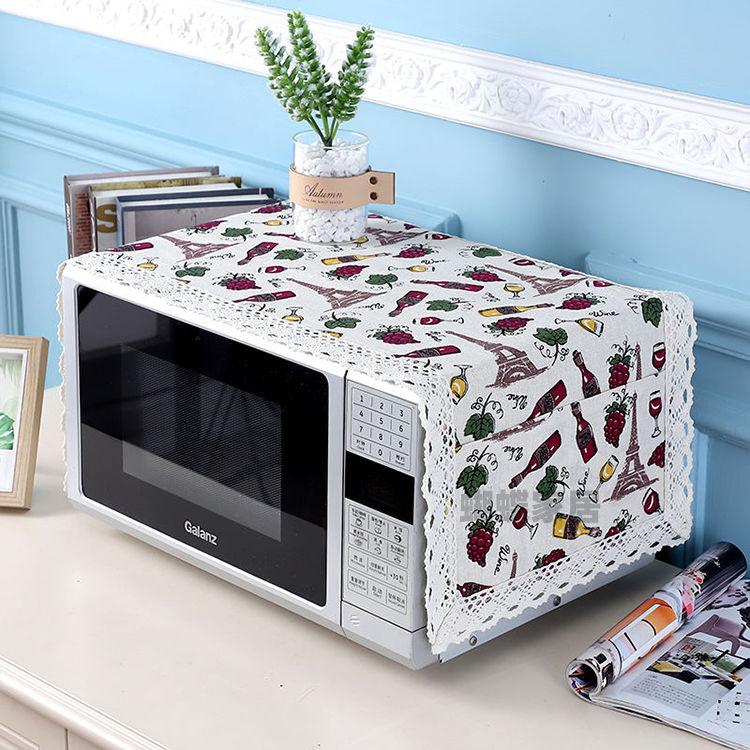 Microwave Oven Cover Cloth Dust Cover Cotton Linen Waterproof Cover Towel Microwave Oven Protective Cover