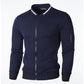 Jacket Zipper Stand Collar Jacket Men's Casual Solid Color Sports Plaid Cardigan Fashion Top