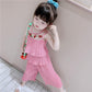 2Pcs Fashion New Toddler Summer Suit Solid Color Ribbed O-Neck Tops+Elastic Waist Shorts Outfits for Girls
