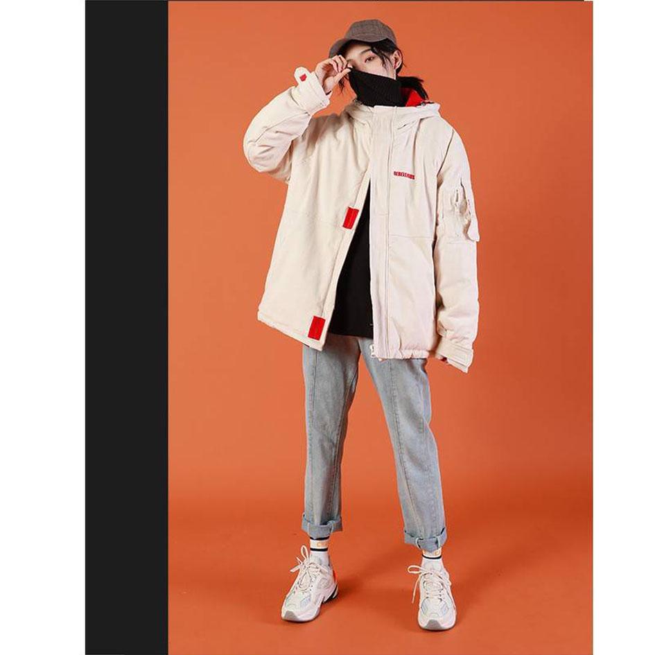 Oversize Real Full Zipper Solid Fashion Cotton Cotton-padded Jacket Hooded Warm Winter Jacket Women
