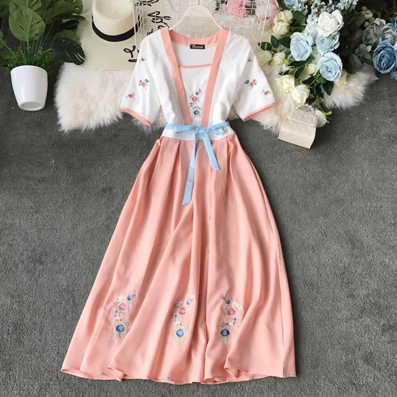 Summer Dress Improved Hanfu Daily Chinese Element Female Ancient Costume Student Fresh and Elegant Fairy Chinese Style Dress Ancient Style