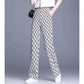 Wide Leg Pants Women's High Waist Vertical Printed Pants Spring and Autumn Loose Thin All-match Straight Casual Trousers