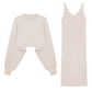Two Piece Set Women Autumn Wear Loose Pullover Batwing Sweater and Sleeveless Strap Sweater Dress Ladies Outfits