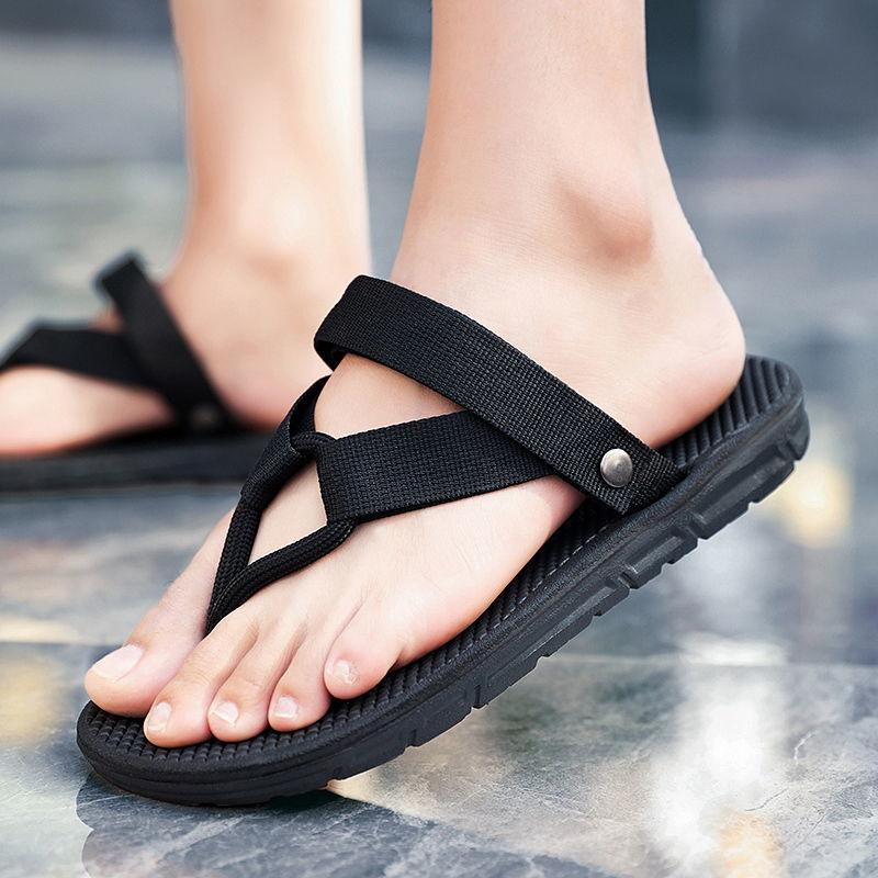Men Flat Flip Flops Loafer Sandals Shoes Open Toed Slippers Breathable Outdoor Non-slip Beach