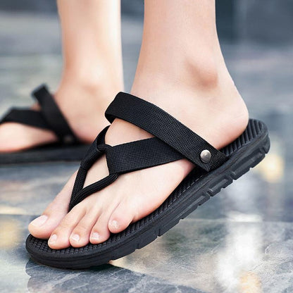 Men Flat Flip Flops Loafer Sandals Shoes Open Toed Slippers Breathable Outdoor Non-slip Beach