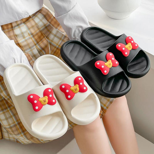 Ladies Bathroom Home Sandals and Slippers Bow Cute Cartoon Non-slip Go Out Beach Slippers