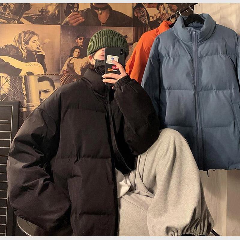 Pure Color Simple Large Size Stand-up Collar Padded Jacket Women's Forest Increased Padded Jacket