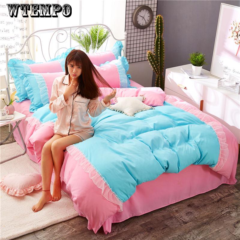 WTEMPO Romantic Lace Ruffle Lace Bedding Sets/princess Duvet Cover Bed Linen lace Bedding Set