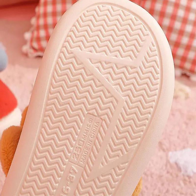 Autumn and Winter Bowknot Cotton Slippers Non-slip Flat Shoes Casual Fashion Cute