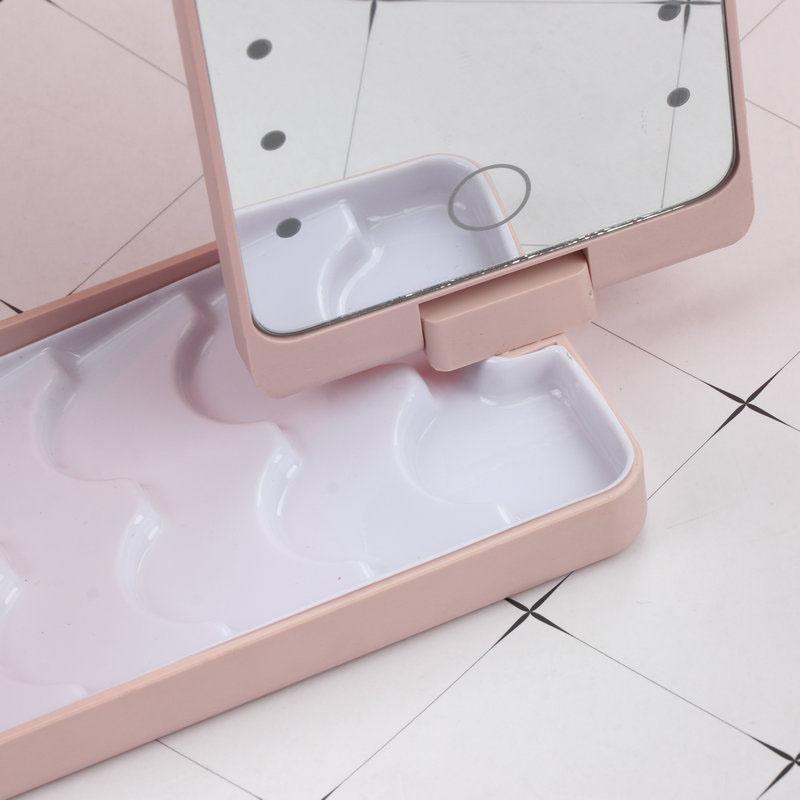 USB Rechargeable LED Makeup Mirror Folding Light Convenient Ladies Portable Rotating Storage Vanity Mirror