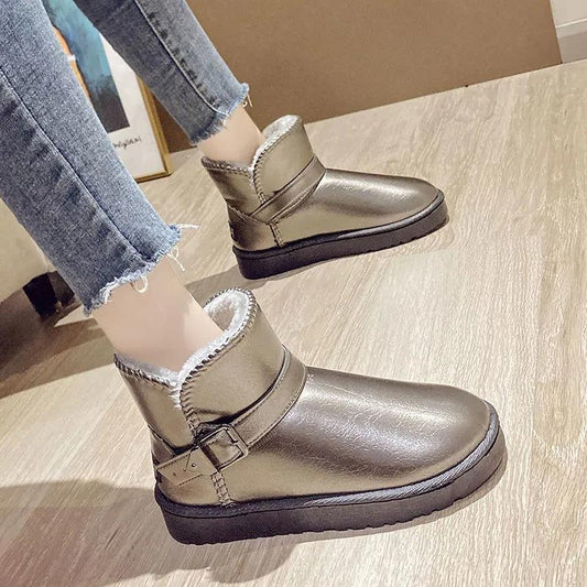 Thicken Plus Velvet Snow Boots Women All-match Flat-bottomed Waterproof Super Warm Cotton Boots Winter Shoes