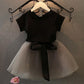 Girls' Short Sleeve Gauze Skirt Suit Summer Children's T-shirt Short Skirt Two-piece Suit