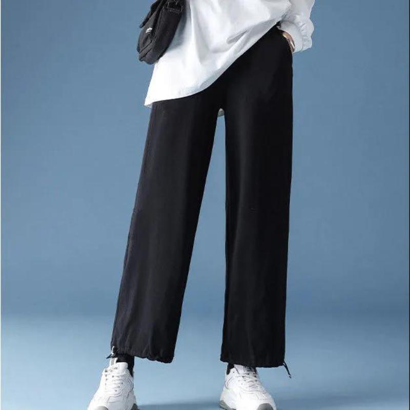 Women's Spring and Summer Lace-up Lantern Pants Korean Version of Loose and Thin All-match Casual High-waist Straight Wide-leg Pants