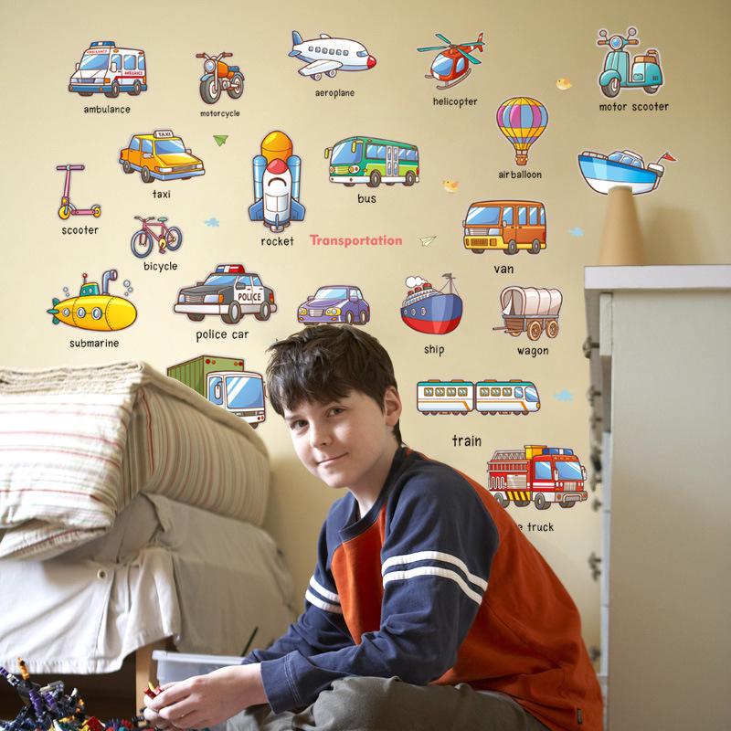 Cartoon car free kindergarten early education dormitory children's Day gift with heart wall stickers