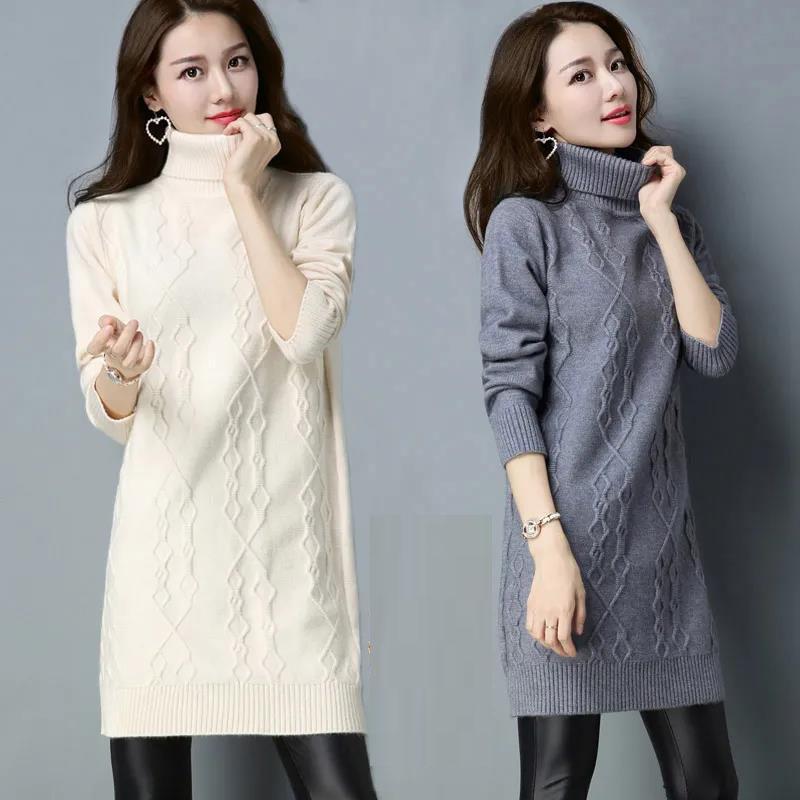 Women's Sweater 2021 Autumn and Winter New Sweater Women Pullover Korean Turtleneck Knitwear Loose Mid-length Trending Sweater