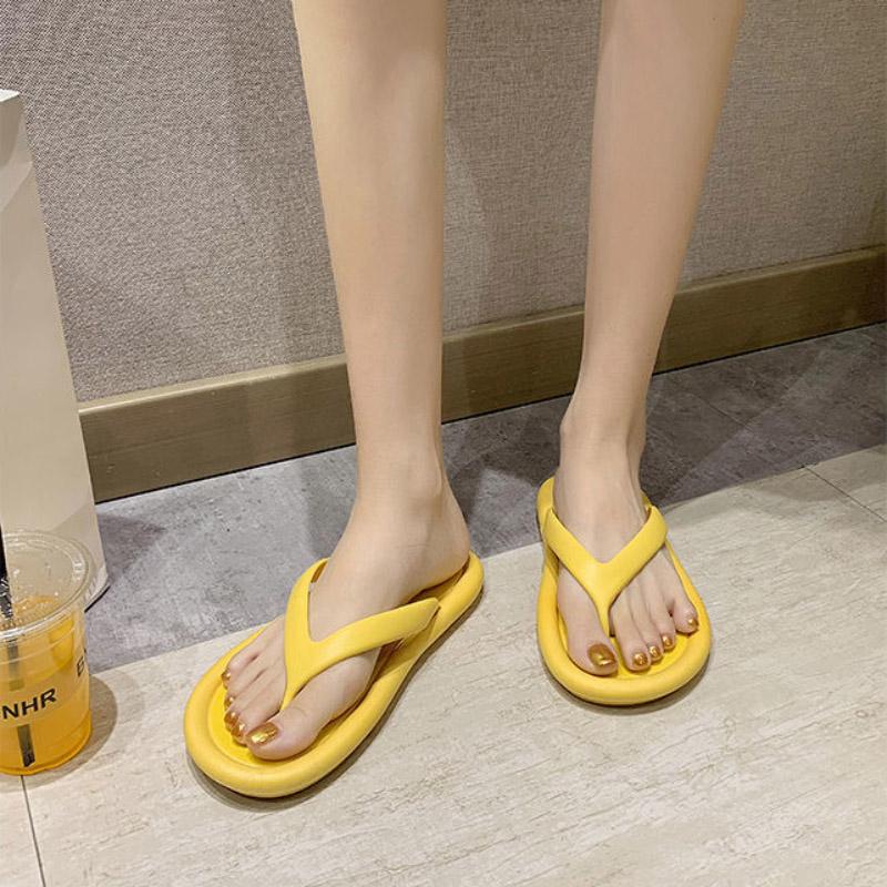 Summer Ladies Slippers Home Bathroom Non-slip Bathing Flip Flops Outdoor Beach Vacation Sandals Slippers Women
