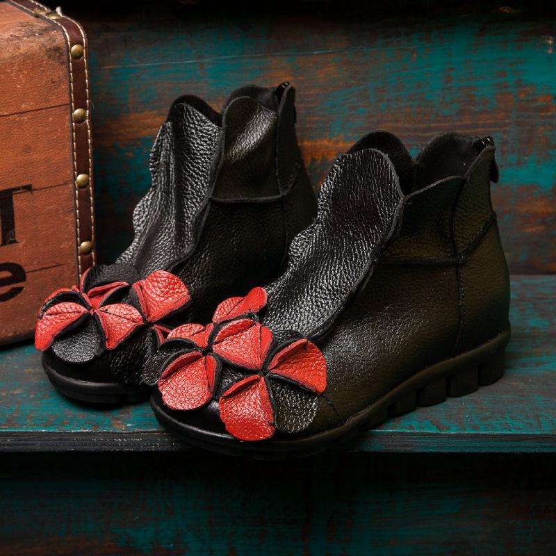 Martin Boots Original Handmade Leather Women's Ethnic Wind Flat Soft Bottom Peas Shoes