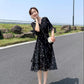 Ruffle Polka Dot Chiffon Dress Women's Short Trumpet Sleeve V-Neck Knee-length Daily Dating Party Office Wear