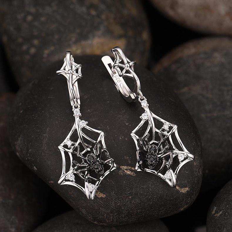 Personaliy Spider Net Shaped Dangle Earrings Gothic Silver Hollow Earrings for Women Partyl Jewelry