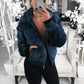 Women's Autumn and Winter Jacket Hooded Bunny Fur Grass Short Coat Female Long Sleeve Solid Color Warm