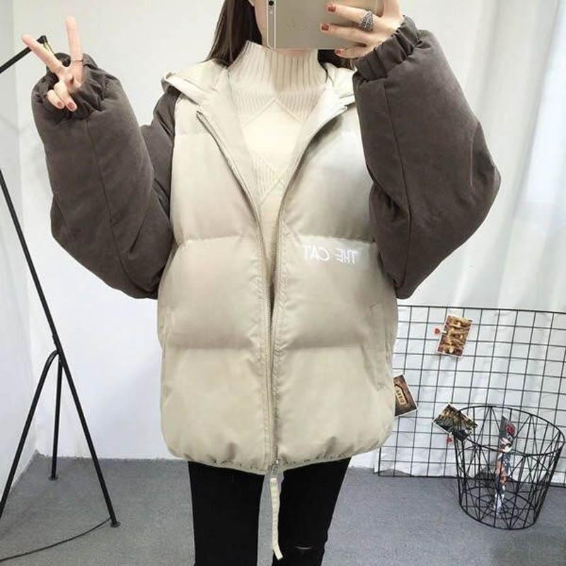 Cotton Clothes Women's Bread Clothes Hooded Mid-length Winter Clothes Loose and Thick Student Quilted Jacket