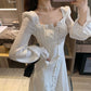 Hepburn Style Sweet and Salty Dress Mid-length Fairy Skirt Gentle White Long Skirt Ankle Fairy Tale