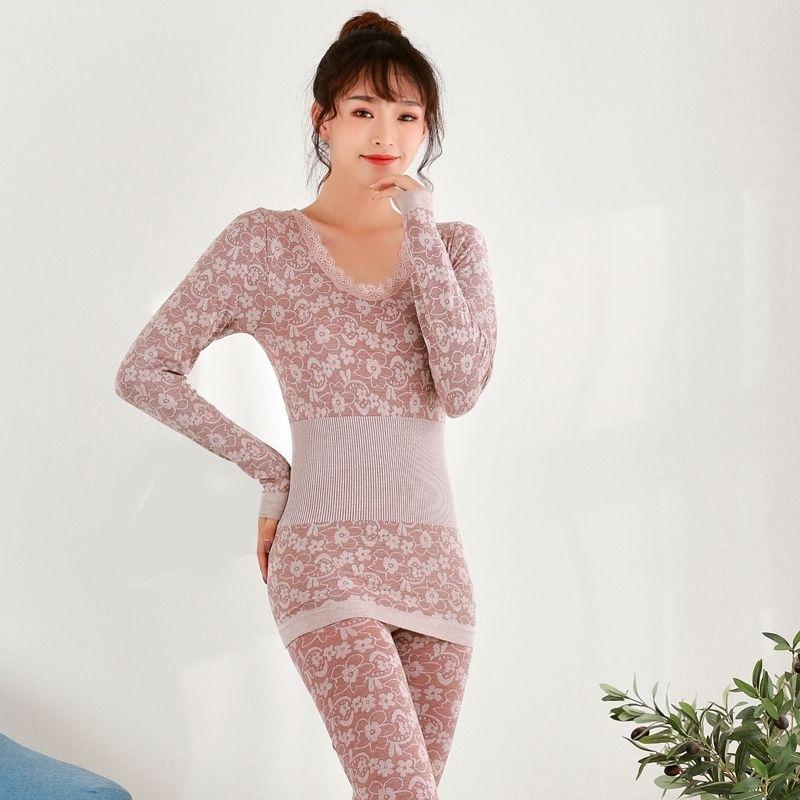 Ladies Autumn Clothes Long-sleeved Bottoming Shirt Thin Cotton Thermal Underwear Mother Plus Size Suit
