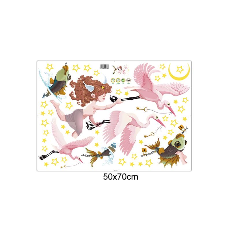 [Wall stickers] Cartoon Fish bird angel wall stickers for kids rooms nursery bathroom home decoratio