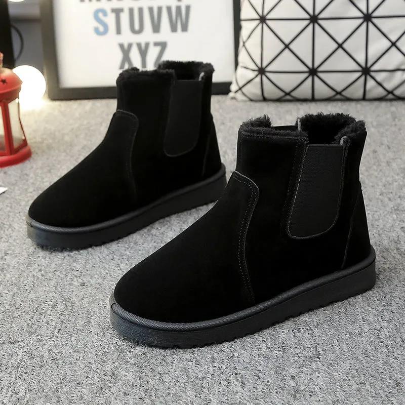 Autumn and Winter Women's Shoes Frosted Retro Round Toe Flat Ankle Boots Martin Boots Elastic Muzzle Feet Lazy Boots