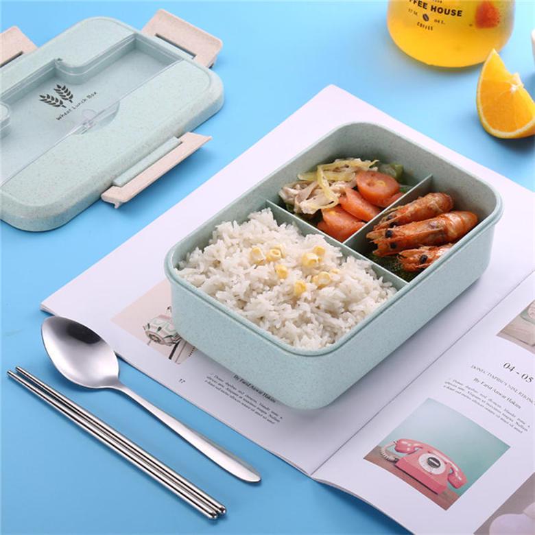 1000ml Microwave Lunch Box Wheat Straw Dinnerware Food Storage Container Portable Bento Box