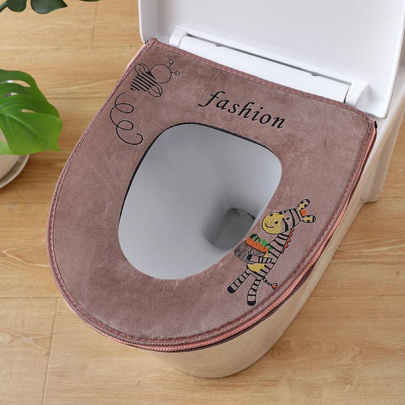 Toilet Seat Cover Toilet Cover Universal Zipper Waterproof and Warmth Four Seasons Universal Toilet Sticker