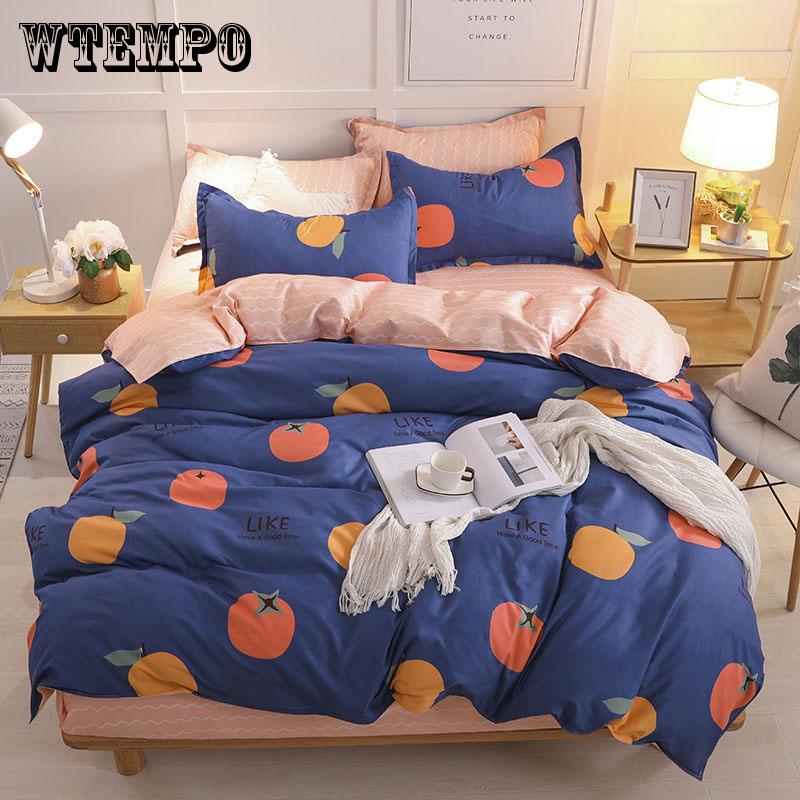 New Bedding Set Cloud Pattern Bedclothes Home Textiles Blue Bedspread Duvet Cover Set Flat Sheet