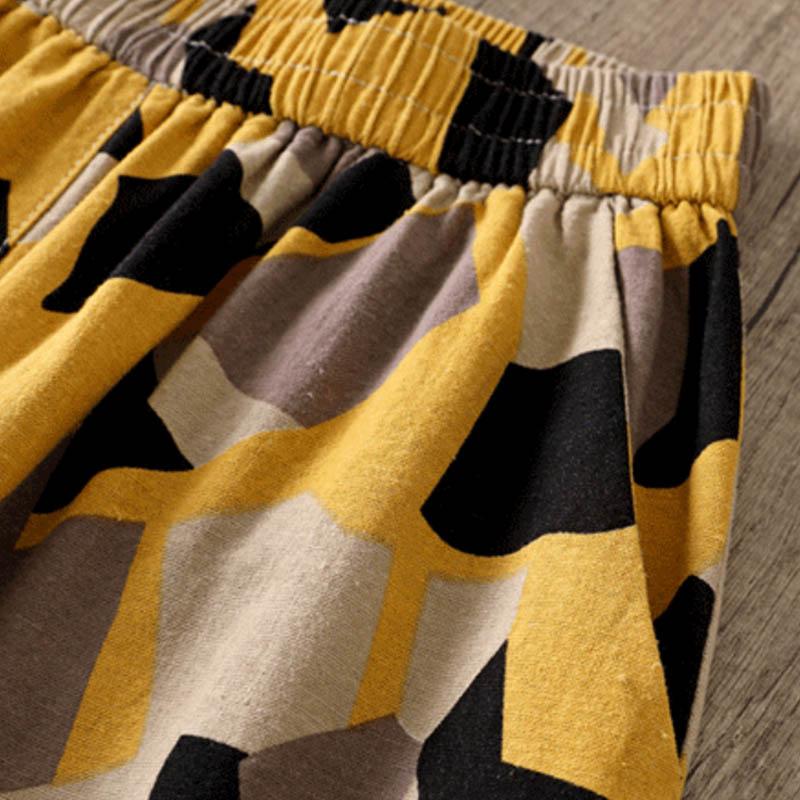 Summer Women's Thin Breathable Literary Retro Fashion Nine-point Pants Loose Cotton and Linen Sweat-absorbing Printing Large Size Harem Pants