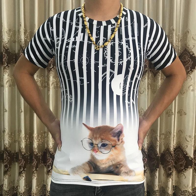 Short-sleeved T-shirt large size men's clothing summer 3D digital printing T-shirt male personality