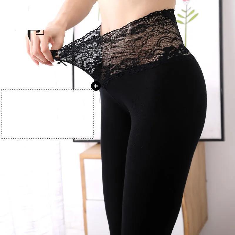 Long Johns Ladies Thin Inner Wear Tight-fitting High-waist Lace Trousers Sexy Stretch Slim-fitting Leggings Spring and Autumn Underpants